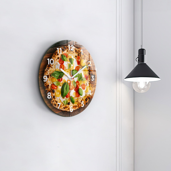 Reloj de cristal redondo Pizza italiana