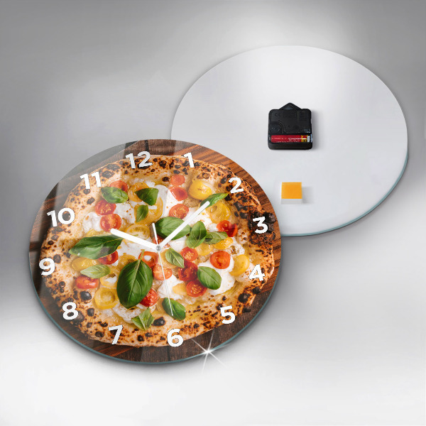 Reloj de cristal redondo Pizza italiana