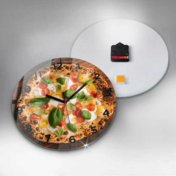 Reloj de cristal redondo Pizza italiana