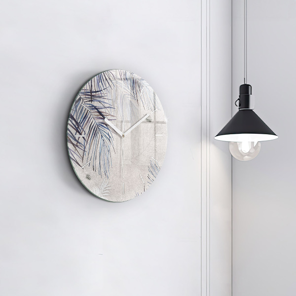 Reloj redondo pared Hoja de palmera