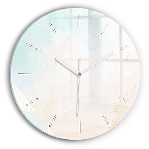 Reloj de cristal redondo Acuarela mármol