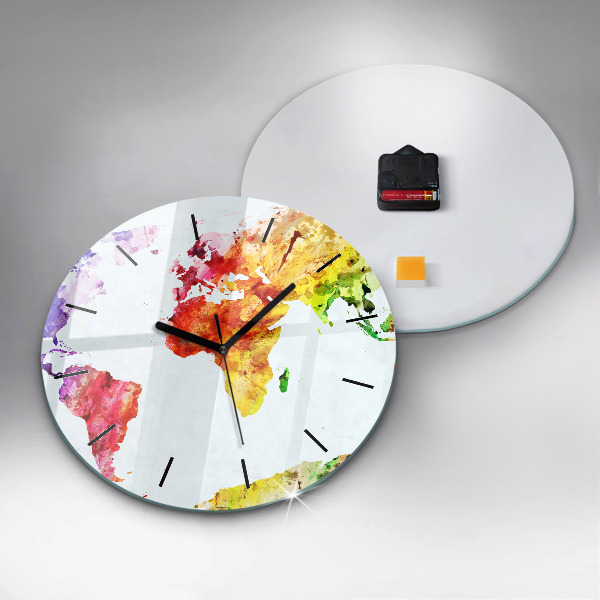 Reloj de pared redondo Mapamundi en acuarela