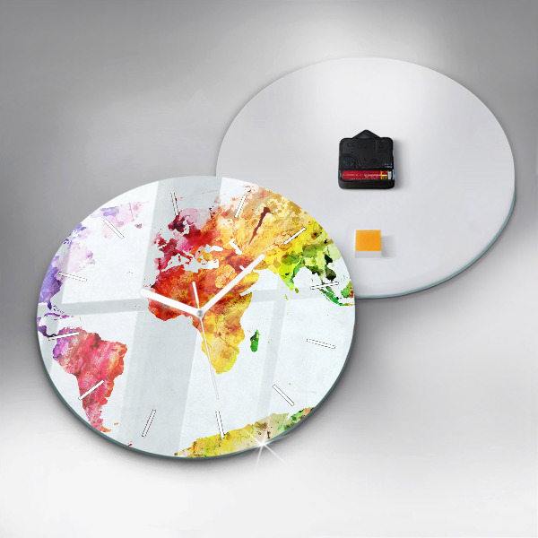 Reloj de pared redondo Mapamundi en acuarela