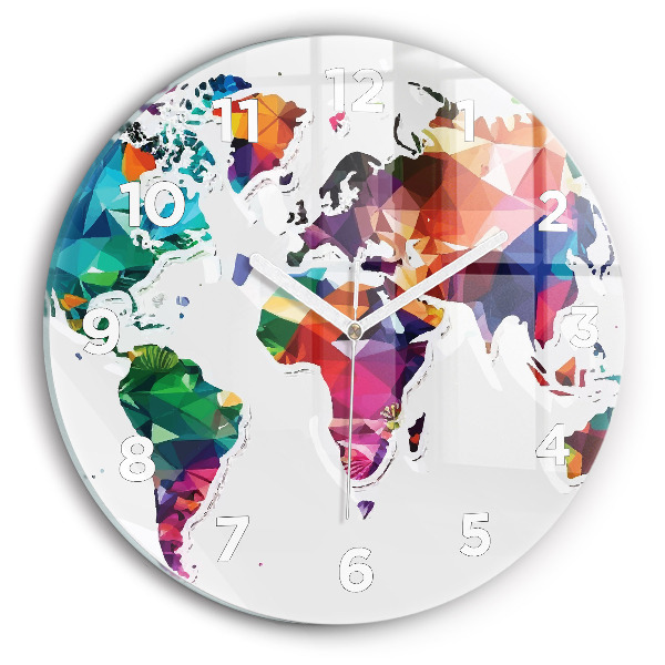 Reloj de cristal redondo Triángulos del mapa del mundo