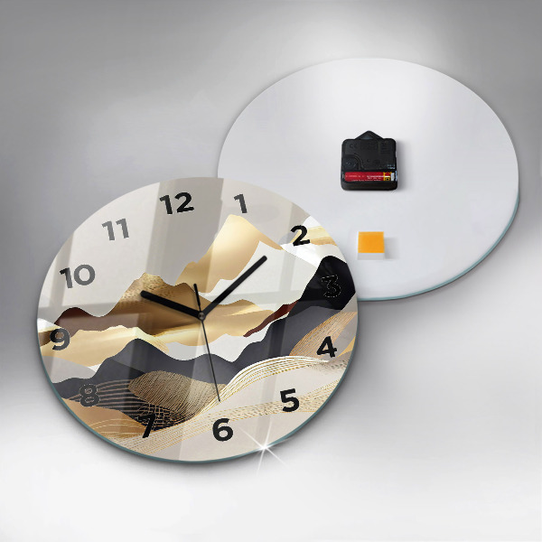 Reloj de pared redondo Abstractas montañas doradas