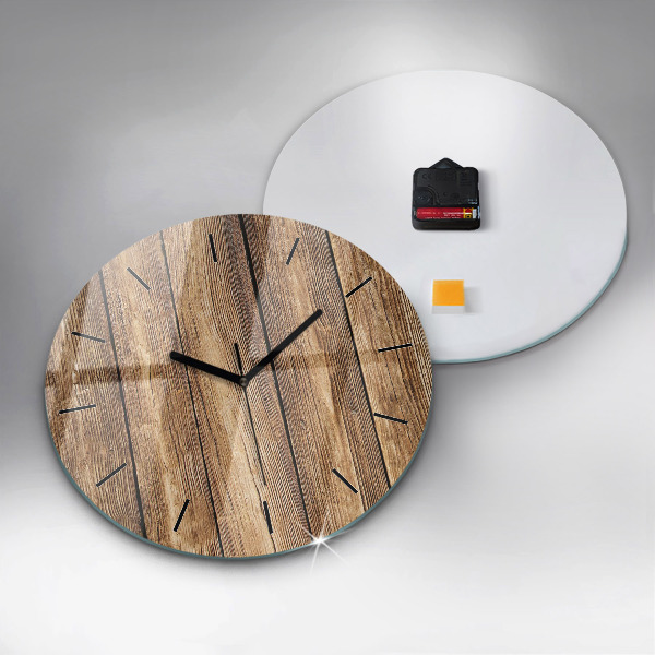Reloj de cristal redondo Tablones de madera