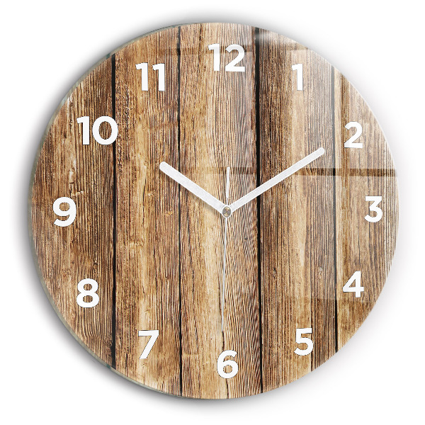 Reloj de cristal redondo Tablones de madera