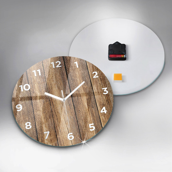 Reloj de cristal redondo Tablones de madera