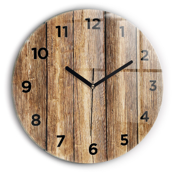 Reloj de cristal redondo Tablones de madera