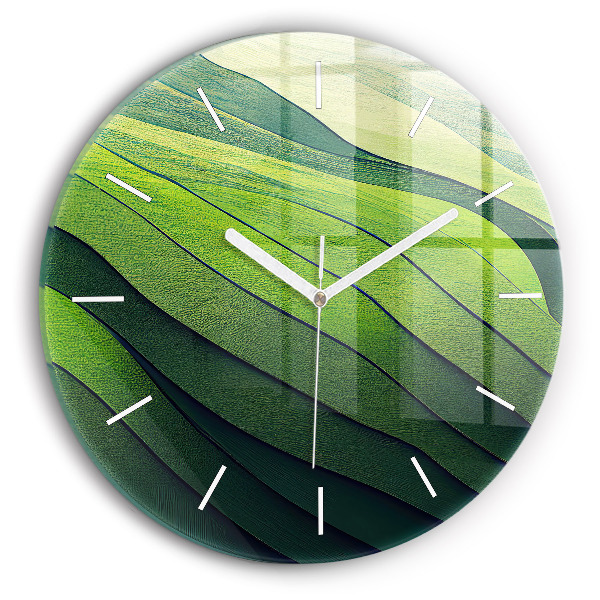 Reloj redondo pared Abstracción campos verdes