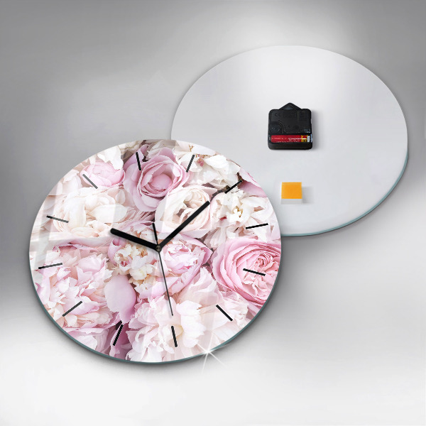 Reloj de cristal redondo Flores decorativas