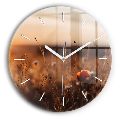 Reloj de cristal redondo Campo amanecer