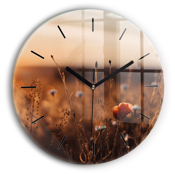 Reloj de cristal redondo Campo amanecer