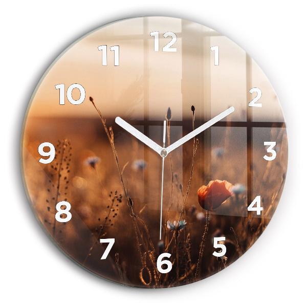 Reloj de cristal redondo Campo amanecer