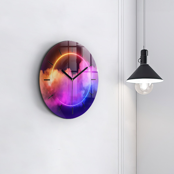 Reloj de cristal redondo Abstracto humo 3D