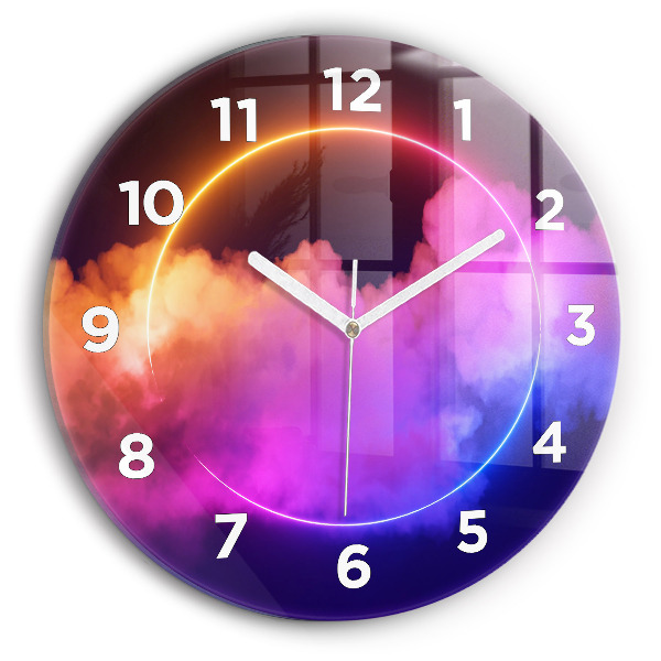 Reloj de cristal redondo Abstracto humo 3D