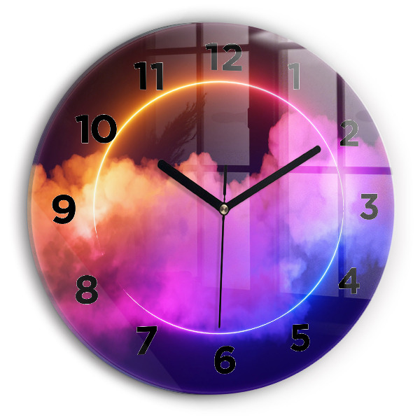 Reloj de cristal redondo Abstracto humo 3D