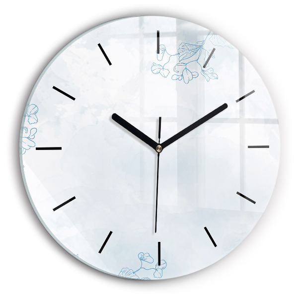 Reloj de cristal redondo Dibujo de plantas
