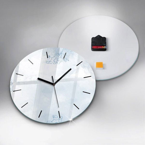 Reloj de cristal redondo Dibujo de plantas