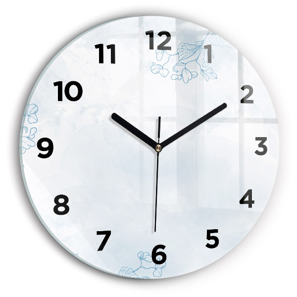 Reloj de cristal redondo Dibujo de plantas
