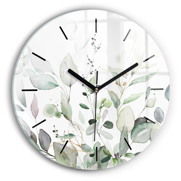Reloj redondo pared Plantas hojas