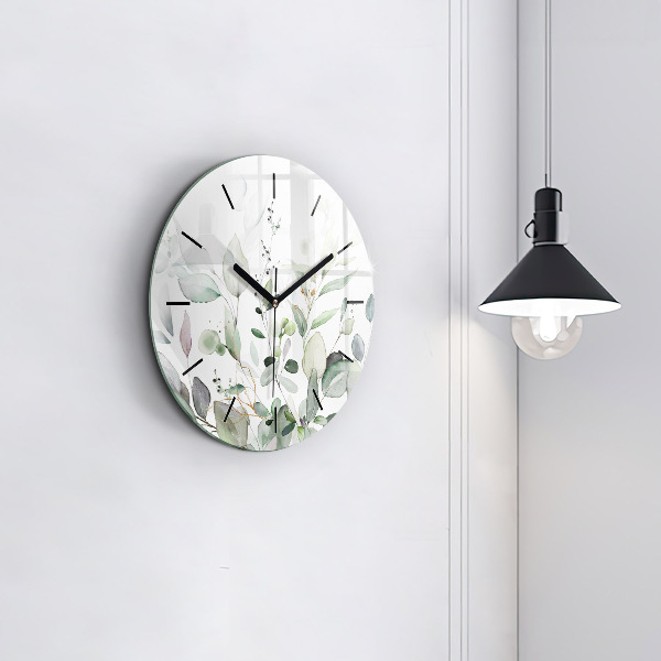 Reloj redondo pared Plantas hojas