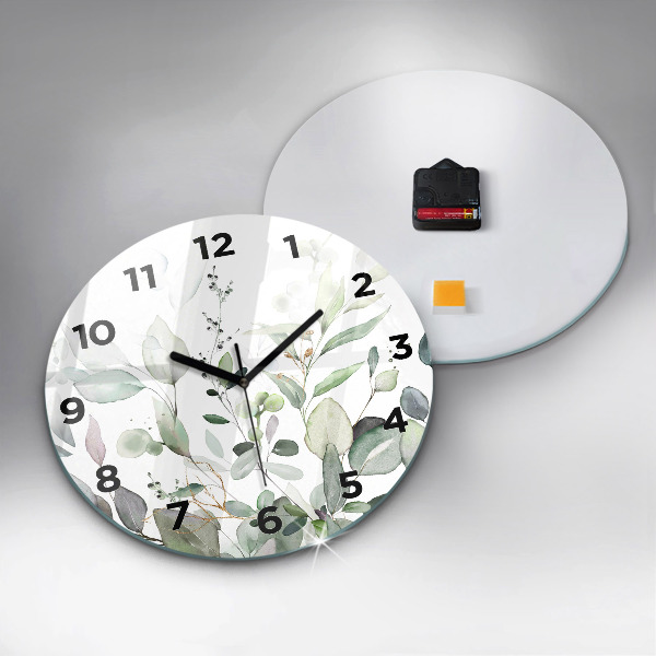 Reloj redondo pared Plantas hojas