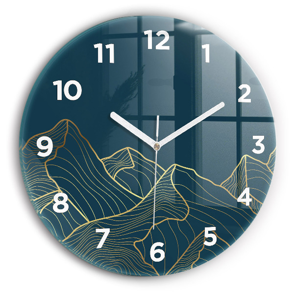 Reloj redondo pared Bosquejo de montañas