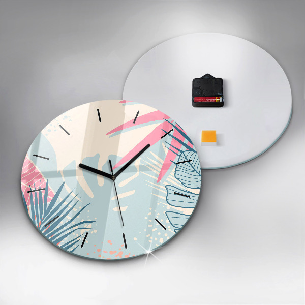 Reloj de cristal redondo Hojas pastel