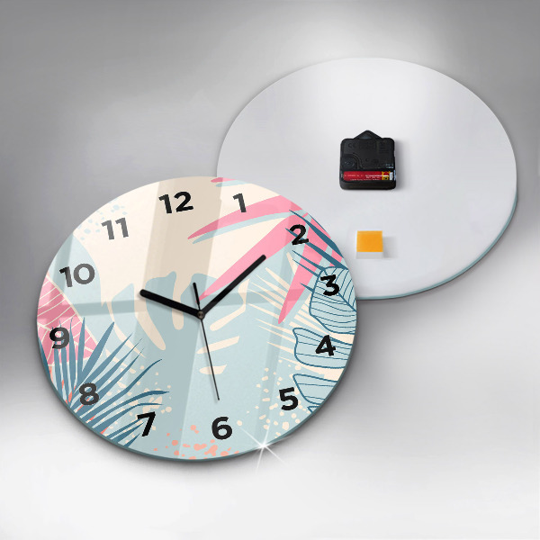 Reloj de cristal redondo Hojas pastel
