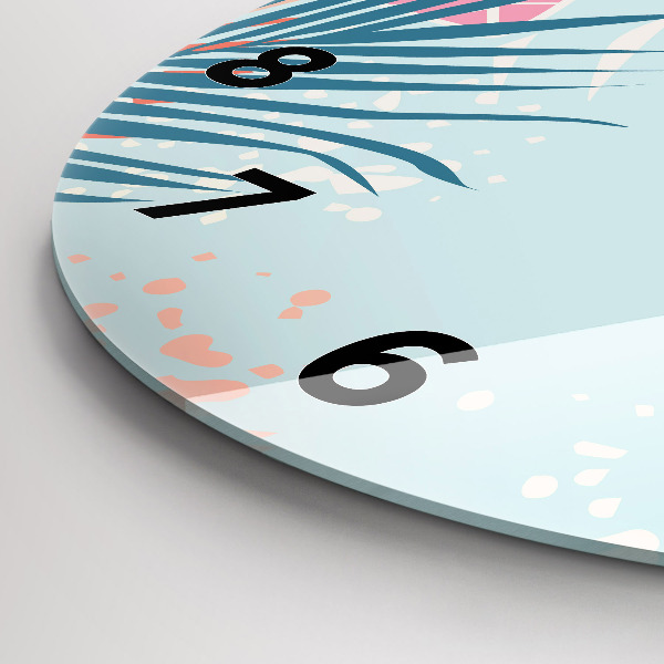 Reloj de cristal redondo Hojas pastel