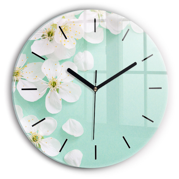 Reloj de cristal redondo Margaritas en flor