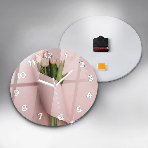 Reloj de cristal redondo Ramo de flores de tulipán