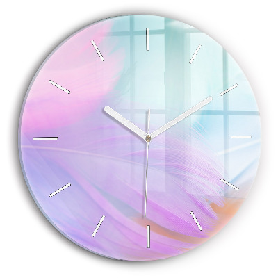 Reloj de cristal redondo Plumas de colores