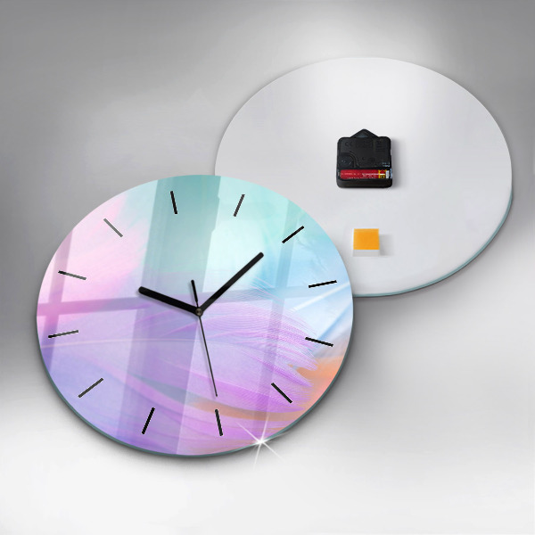 Reloj de cristal redondo Plumas de colores