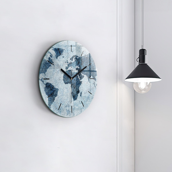 Reloj de pared redondo Mapamundi pintado