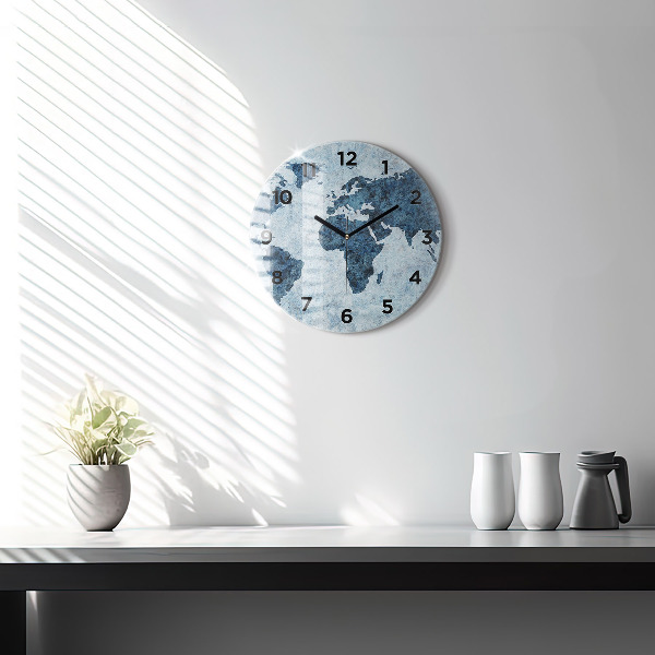 Reloj de pared redondo Mapamundi pintado