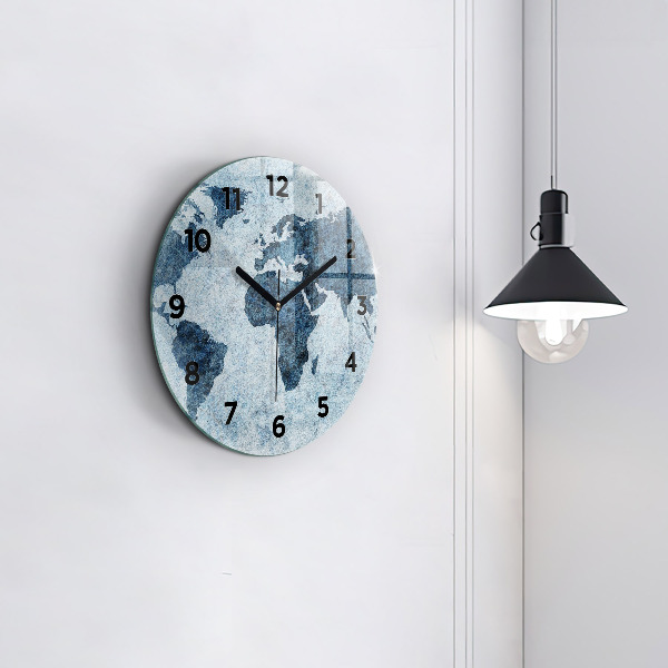 Reloj de pared redondo Mapamundi pintado