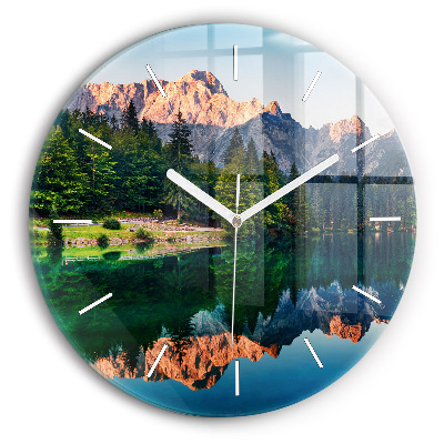 Reloj de cristal redondo Paisaje lacustre