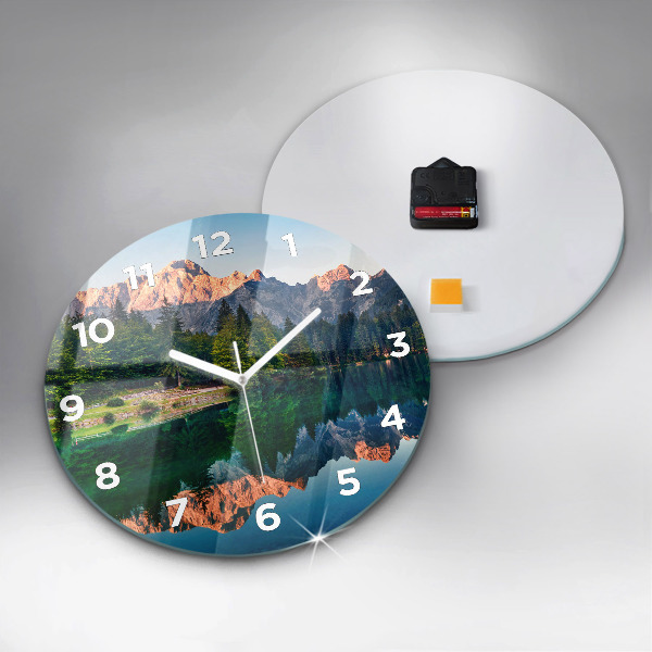 Reloj de cristal redondo Paisaje lacustre