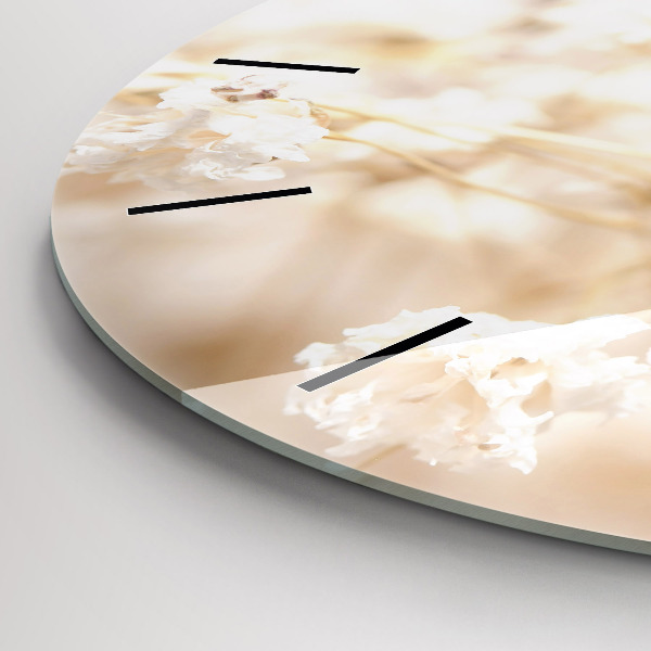 Reloj de cristal redondo Pequeñas flores blancas