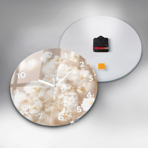 Reloj de cristal redondo Pequeñas flores blancas