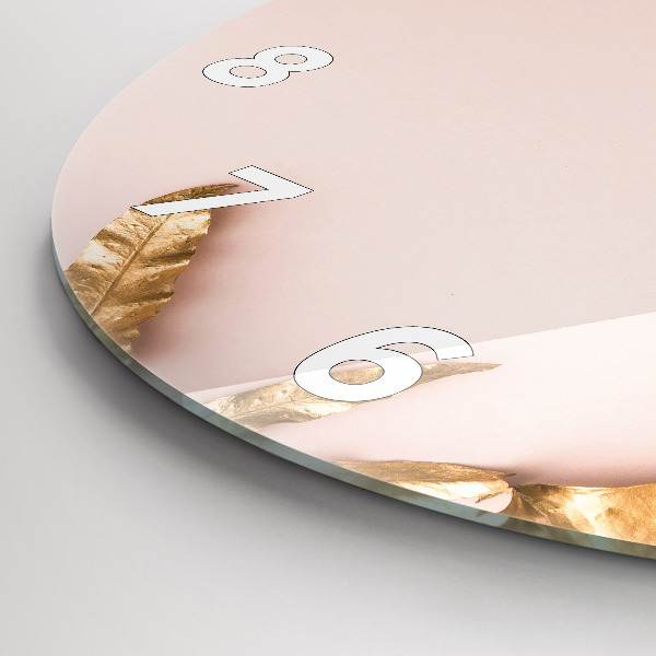 Reloj de pared redondo Hojas tropicales doradas