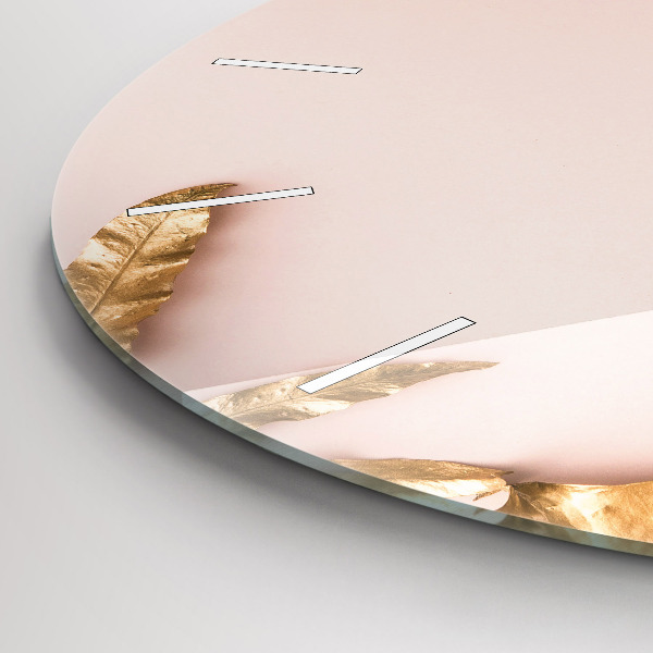 Reloj de pared redondo Hojas tropicales doradas