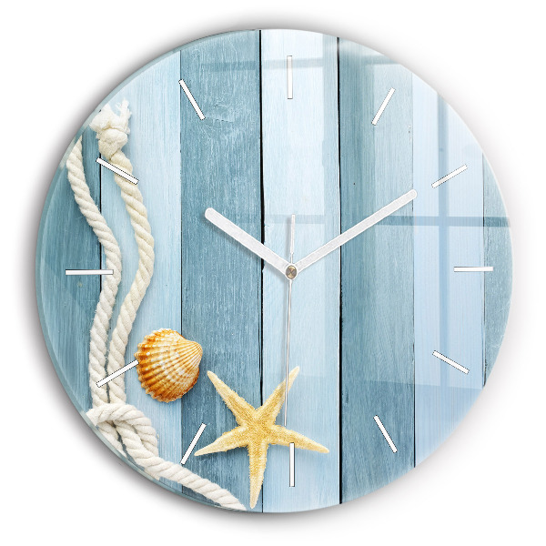 Reloj de pared redondo Tablas rayas y concha