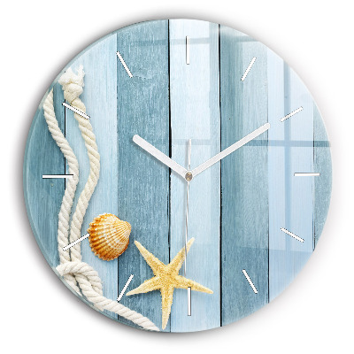 Reloj de pared redondo Tablas rayas y concha