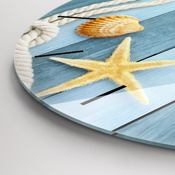 Reloj de pared redondo Tablas rayas y concha