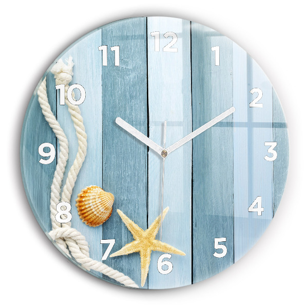 Reloj de pared redondo Tablas rayas y concha