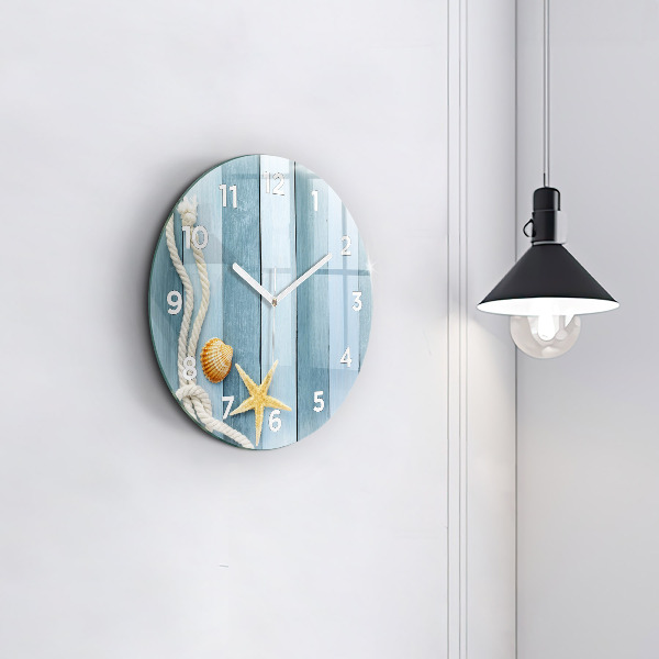 Reloj de pared redondo Tablas rayas y concha