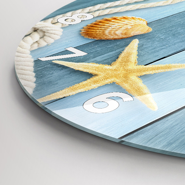 Reloj de pared redondo Tablas rayas y concha